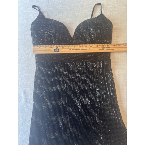 Cinderella Devine Sexy Black Sequin‎ Mini Dress  ( Altered Hem?) Size XS - Picture 7 of 9